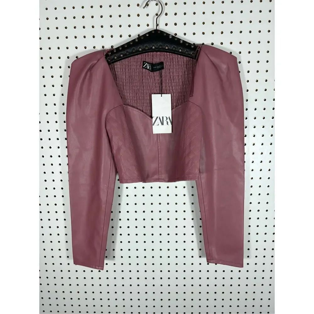 Zara faux leather Marsala crop top size XS